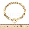Textured 304 Stainless Steel Double Link Chain Bracelets for Women BJEW-P391-01B-G-3