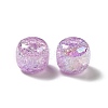 UV Plating Rainbow Iridescent Crackle Acrylic Beads PACR-M002-04E-3