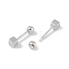 Anti-Tarnish Cube Rhodium Plated 999 Fine Silver Cartilage Earrings for Women EJEW-S215-25P-01-3