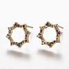 Brass Micro Pave Cubic Zirconia Studs Earrings EJEW-K078-15-1