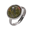 Half Round Natural & Synthetic Gemstone Finger Rings RJEW-M062-01P-23-3