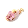 2Pcs Electroplated Natural Quartz Crystal Dyed Copper Wire Wrapped Pendants PALLOY-JF03170-01-4