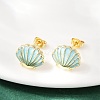 Brass Enamel Stud Earrings EJEW-R032-07G-02-3