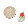 Natural Cowrie Shell & Acrylic & Glass Seed Beads Flower Shell Shaped Pendants PALLOY-JF03819-2