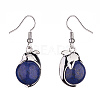 Natural Dyed Lapis Lazuli Dolphin Dangle Earrings with Crystal Rhinestone EJEW-A092-20P-10-3