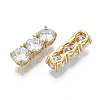 Brass Micro Pave Clear Cubic Zirconia Multi-Strand Links KK-N232-36A-NF-1