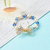 Imitate Austrian Crystal Bicone Glass Beaded Finger Rings RJEW-TA00003-04-5