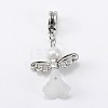 Lovely Wedding Dress Angel Alloy European Dangle  Large Hole Pendants PALLOY-JF00004-06-1