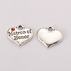 Wedding Theme Antique Silver Tone Tibetan Style Heart with Matron of Honor Rhinestone Charms X-TIBEP-N005-03D-1