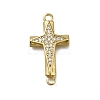 Brass Clear Cubic Zirconia Cross Connector Charms ZIRC-I070-010G-1