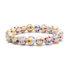 Dot Pattern Lampwork Round Beaded Stretch Bracelet for Women BJEW-JB08225-1