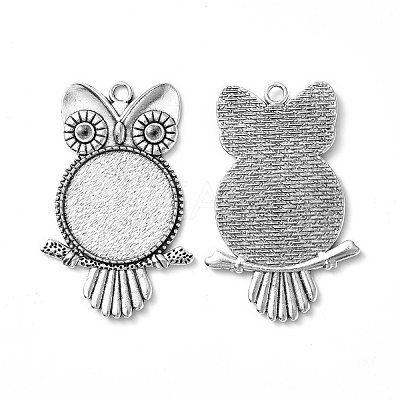 Tibetan Style Alloy Pendant Rhinestone Cabochon Settings TIBEP-4494-AS-FF-1