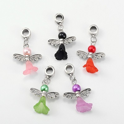 Lovely Wedding Dress Angel Alloy European Dangle  Large Hole Pendants PALLOY-JF00004-1