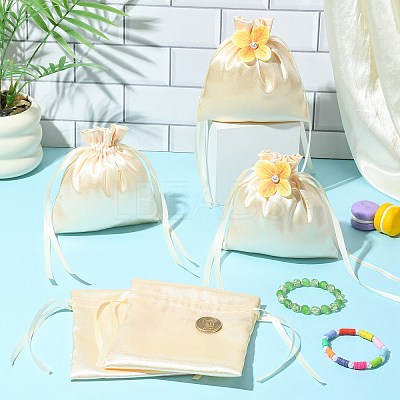 Satin Cloth Drawstring Pouches with Flower ST-CJ0048-001B-1