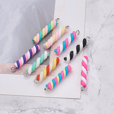 90Pcs 9 Colors Handmade Polymer Clay Pendants CLAY-CD0001-08-1