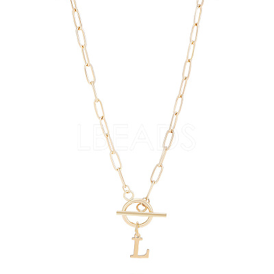 304 Stainless Steel Letter Pendant Necklaces NJEW-LP0001-52L-G-1