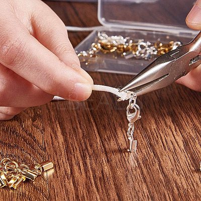 Rack Plating Brass Lobster Claw Clasps with Clip Ends KK-PH0035-34-WH-1