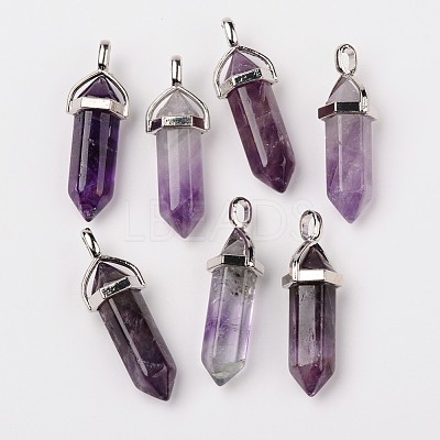 Natural Amethyst Double Terminated Pointed Pendants X-G-F295-05C-1