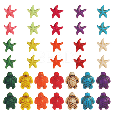 160Pcs 2 Styles Synthetical Turquoise Beads G-SC0002-39-1