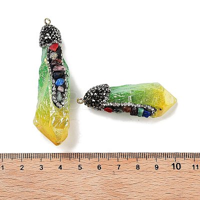 Electroplated Raw Rough Natural Quartz Crystal Big Pendants G-B077-04A-03-1