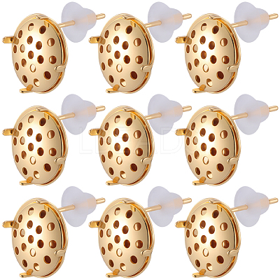 Brass Studs Earring Findings KK-BBC0019-01G-03-1