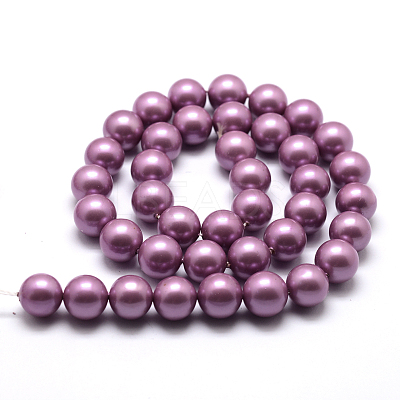 Polished Round Grade A Shell Pearl Bead Strands BSHE-M027-6mm-11-1