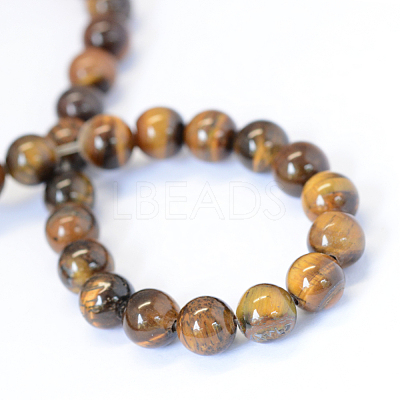 Grade AB Natural Tiger Eye Round Bead Strands X-G-E334-4mm-17-1