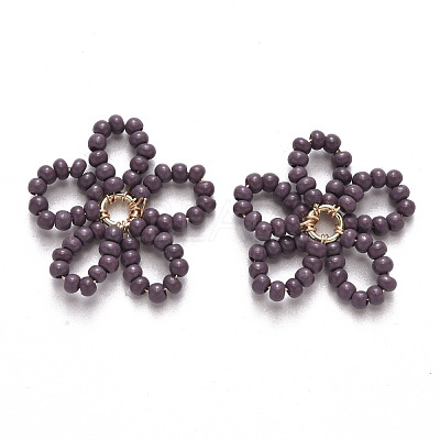 Glass Seed Beads Pendants FIND-R086-06F-1