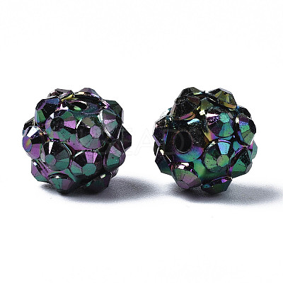 Chunky Resin Rhinestone Bubblegum Ball Beads RESI-M019-10mm-M-01-1