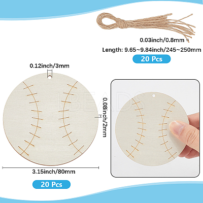 20Pcs Unfinished Wood Pendant Decorations WOOD-SP0001-35C-1