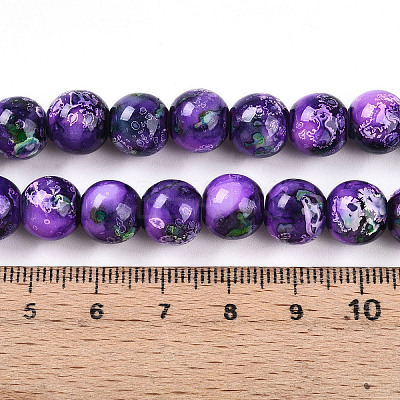 Baking Paint Glass Beads Strands DGLA-N003-10mm-A07-1