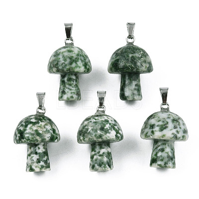 Natural Green Spot Jasper Pendants X-G-N0325-10Q-1