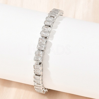 Brass Pave Clear Cubic Zirconia Tennis Bracelets for Women KK-CBA68DA-12P-1