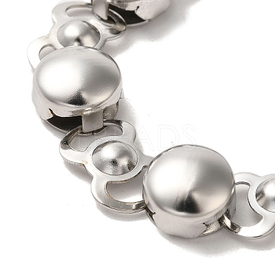 Non-Tarnish 304 Stainless Steel Flat Round Link Chain Bracelet BJEW-Q776-02A-01-1