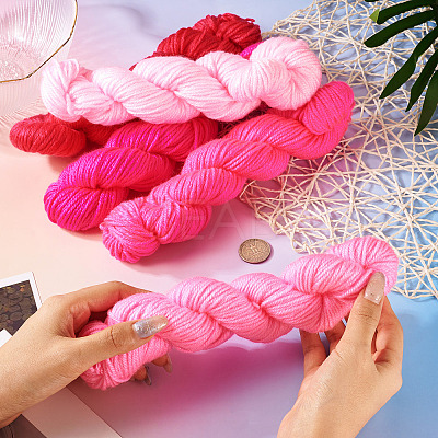 5 Bundles 5 Colors Pink Theme Acrylic Fiber Yarn OCOR-TA0003-18B-1