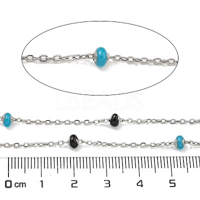 304 Stainless Steel Enamel Link Chains AJEW-Z028-09P-06-1