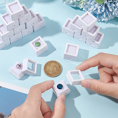 Square Plastic Loose Diamond Storage Boxes LS-CON-WH0095-49A-1