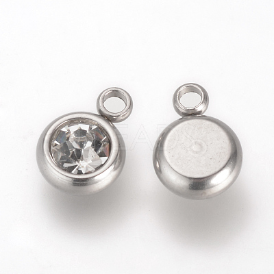 201 Stainless Steel Rhinestone Charms X-STAS-S068-04-1