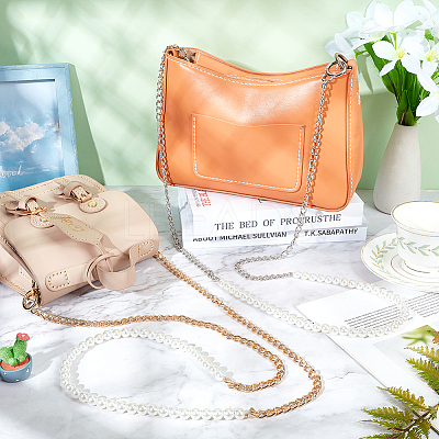2Pcs 2 Colors Resin Imitation Pearl Crossbody Purse Straps FIND-WR0009-53-1