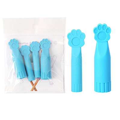 2Pcs Paw Print Silicone Knitting Needle Point Protectors PW-WG83120-01-1