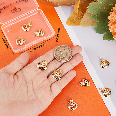10Pcs Halloween Brass Pendants KK-BBC0005-33-1