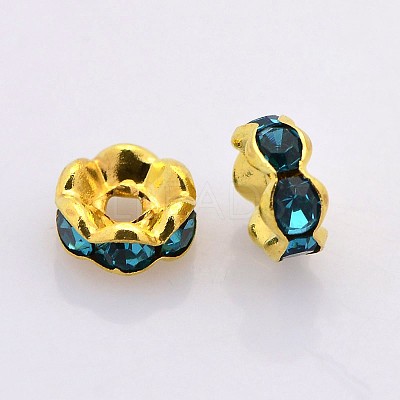 Brass Rhinestone Spacer Beads RB-A014-L6mm-06G-NF-1