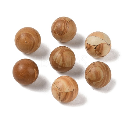 Natural Wood Lace Stone Wooden Jasper No Hole Sphere Beads G-K353-04C-23-1