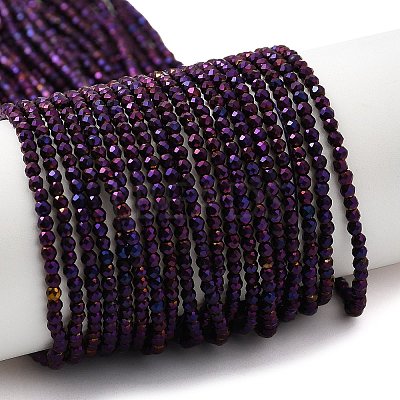 Electroplate Glass Beads Strands GLAA-H021-01A-FP09-1