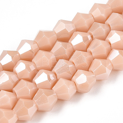 Opaque Solid Color Electroplate Glass Beads Strands EGLA-A039-P6mm-A06-1