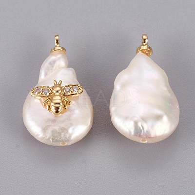 Natural Cultured Freshwater Pearl Pendants X-PEAR-F008-37G-1