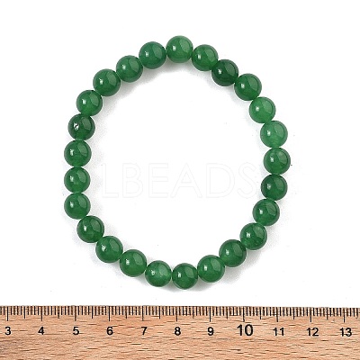 Natural Malaysia Jade(Dyed) Bead Stretch Bracelets BJEW-K212-B-013-1
