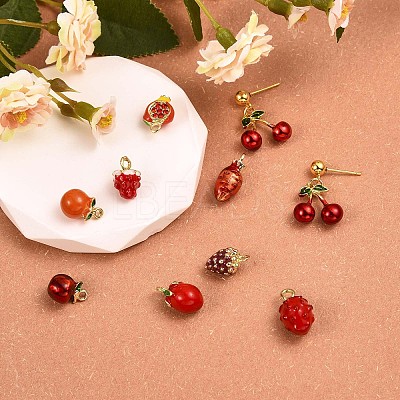 18Pcs Mixed Enamel Fruits Charms Pendant Imitation Fruit Charm Colorful Alloy Enamel Pendant for Jewelry Necklace Bracelet Earring Making Crafts JX186A-1