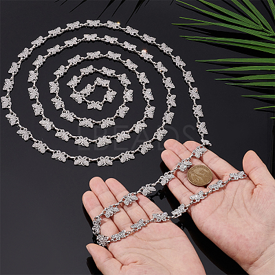 1Pc Alloy Glass Crystal Rhinestone Butterfly Link Chains LCHA-PH0001-01-1