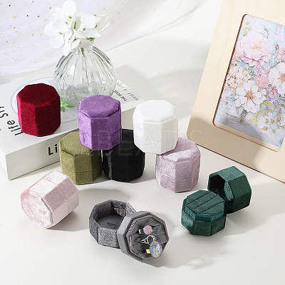 Velvet Cover Plastic Couple Ring Box VBOX-WH20003-001A-1